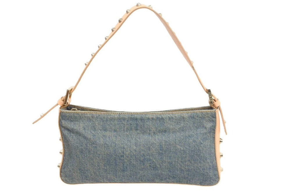 Fendi denim Hobo bag studded camouflage blue beige